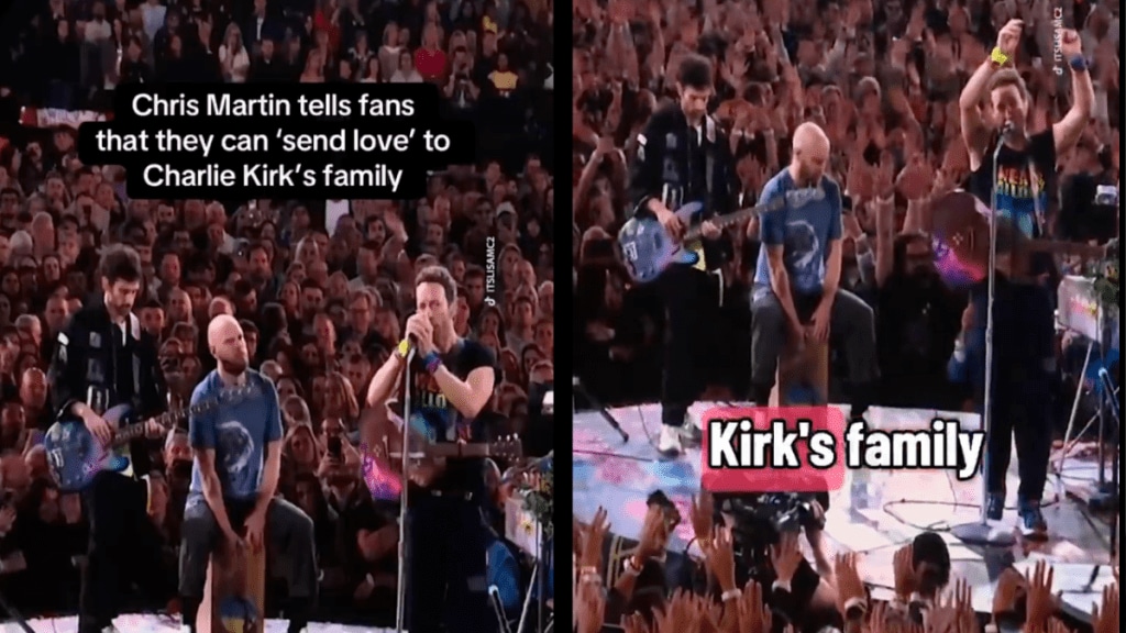 Coldplay’s Chris Martin, during his London concert, asked fans to raise their hands and send love to people around the world, including Charlie Kirk’s family.