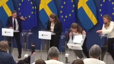 Sweden’s newly appointed Health Minister collapses on stage during first press conference