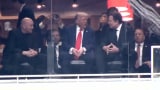 Elon Musk and Donald Trump at Charlie Kirk's funeral in Arizona.