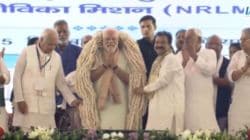 PM Modi welcomed in Bihar’s Purnea with a garland of Makhana – Watch