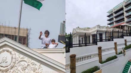 Shah Rukh Khan and son AbRam seen waving to a crowd. (Image Source: Shah Rukh Khan/Instagram, Reddit)