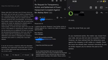 A man turned to LinkedIn and Reddit to expose the “unethical practices” and unwarranted insults he faced during his time at the company. In response, the company has demanded that he delete the LinkedIn post, which it deemed defamatory, within 24 hours or face legal action. A man turned to LinkedIn and Reddit to expose the “unethical practices” and unwarranted insults he faced during his time at the company. In response, the company has demanded that he delete the LinkedIn post, which it deemed defamatory, within 24 hours or face legal action.