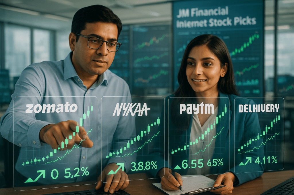 JM Financial report on India’s internet stocks, analysts highlight Zomato, Nykaa, Paytm, and Delhivery among top picks with over 20% upside. JM Financial report on India’s internet stocks, analysts highlight Zomato, Nykaa, Paytm, and Delhivery among top picks with over 20% upside.