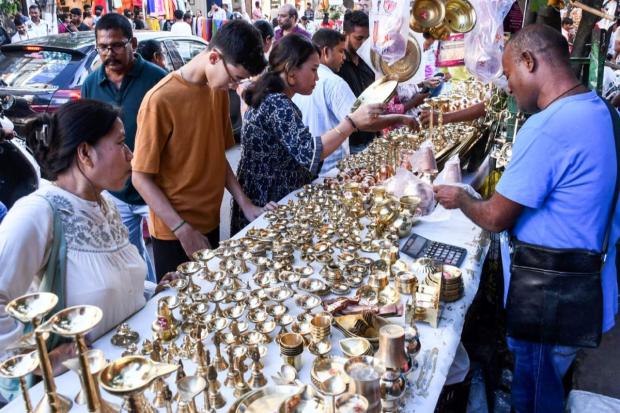People buy diyas and other utensils items in Guwahati. (PTI)