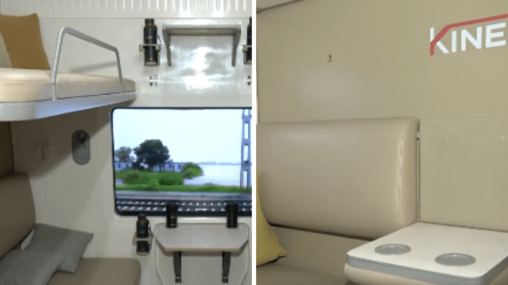 First AC coach design concept of Vande Bharat Sleeper train unveiled by Kinet Railway Solutions at IREE 2025, New Delhi