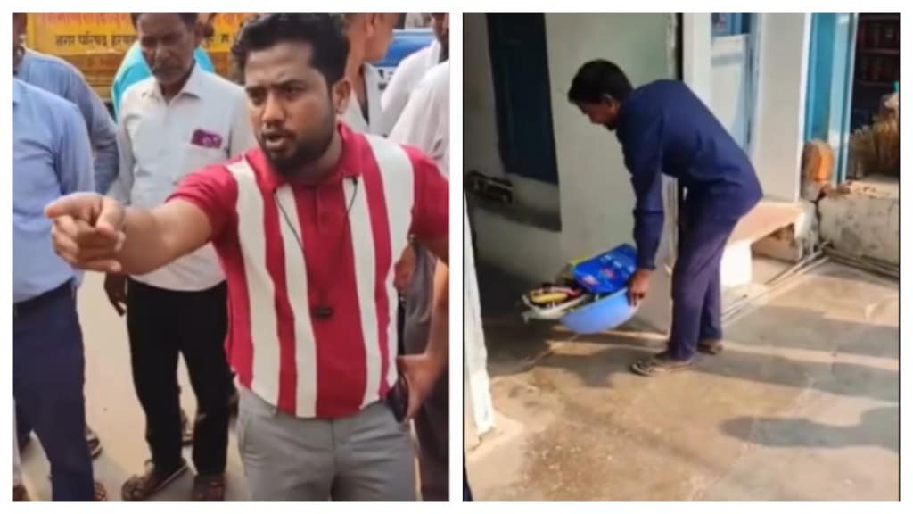 Viral Video Shows CMO Allegedly Dumping Garbage Inside Former BJP Leader's House During Diwali Cleaning Inspection. (Screenshots from video) Viral Video Shows CMO Allegedly Dumping Garbage Inside Former BJP Leader's House During Diwali Cleaning Inspection. (Screenshots from video)