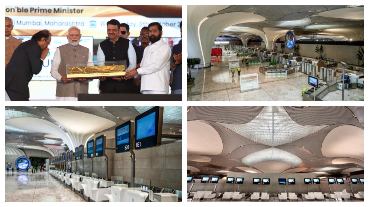 Prime Minister Narendra Modi during the inauguration of Phase 1 of the Navi Mumbai International Airport (NMIA). (Image Source: Express and Agencies)