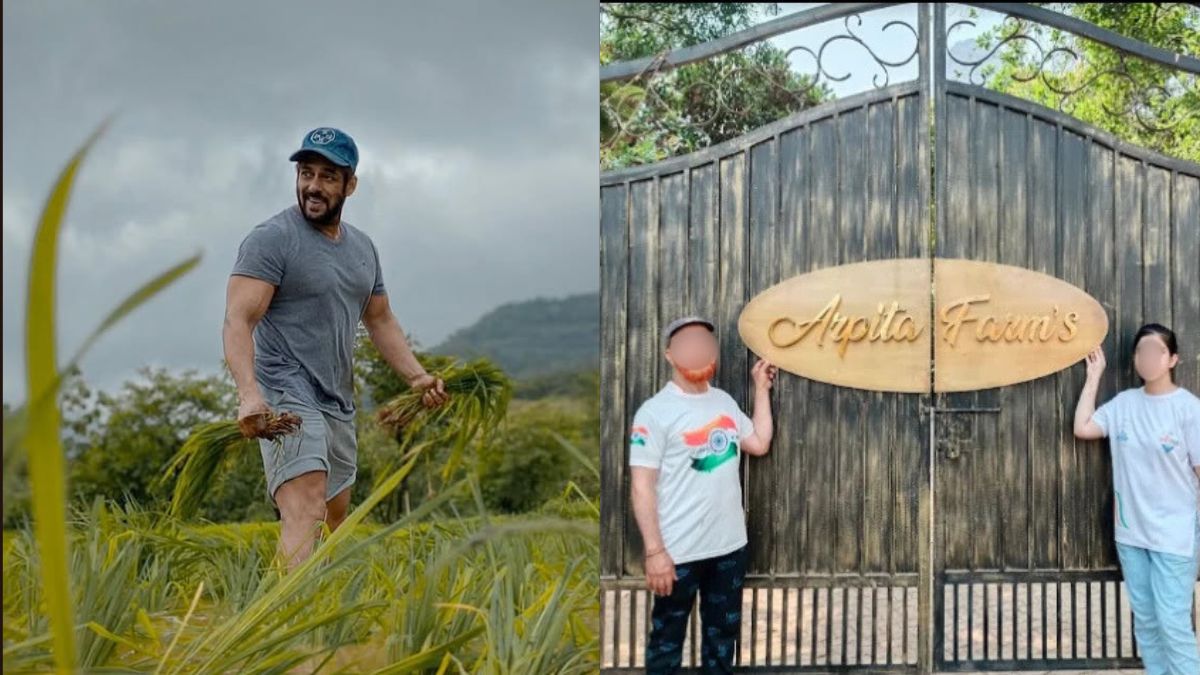Fans posing in front of Salman Khan's luxurious property Arpita Farms. (Image source: Instagram, Reddit)