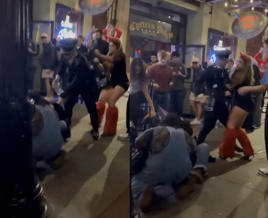 US man assaults university student in Georgia while dressed as Nazi soldier, video shows horrifying attack (X video screengrab) US man assaults university student in Georgia while dressed as Nazi soldier, video shows horrifying attack (X video screengrab)