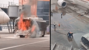 Watch: Bus bursts into flames right next to Air India plane at Delhi Airport, officials call it 'stray incident' (X video screengrab)
