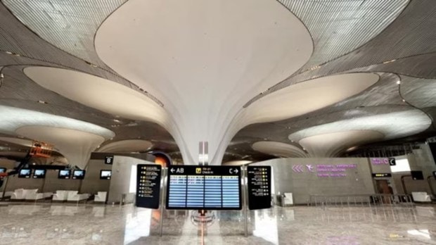The Navi Mumbai International Airport (NMIA) has been built under a public-private partnership between Adani Airport Holdings and CIDCO.(PTI)