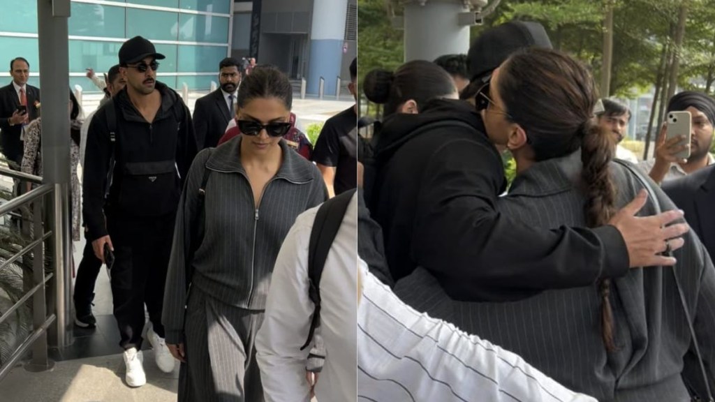 Ranbir Kapoor Deepika Padukone airport hug Ranbir Kapoor Deepika Padukone airport hug