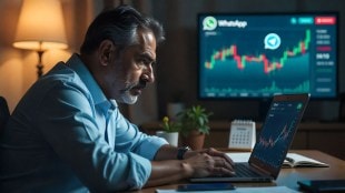 Indian private banker in Navi Mumbai checking investment dashboard after losing Rs 38 lakh in online trading scam; digital fraud awareness and cyber safety for investors in India.