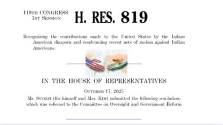 House Resolution 819 impacting Indian Americans introduced.