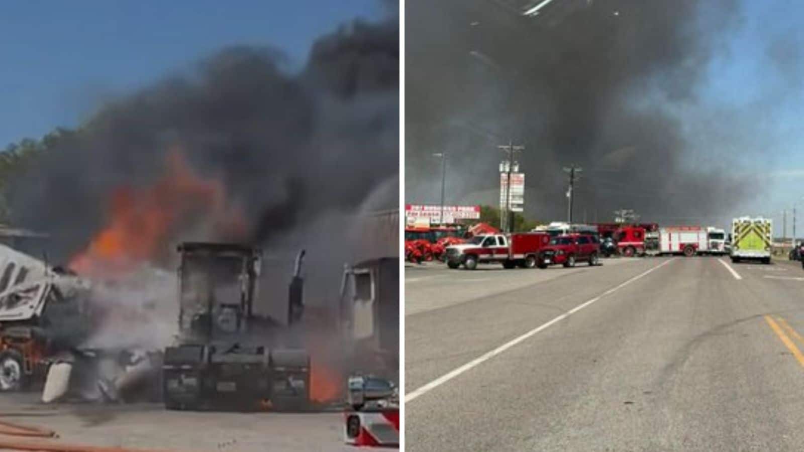 Texas plane crash: 2 dead, dramatic visuals show fiery explosion as jet crashes into semitrailers