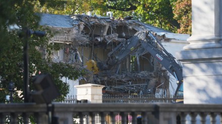 White House East Wing demolished for ballroom construction.