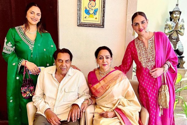 The Deol family certainly had many happy and cherished moments spent in their private little bubble. The entire family is dressed to the nines here, presumably for a festival like Diwali or a private event. (Image source: Hema Malini/X)