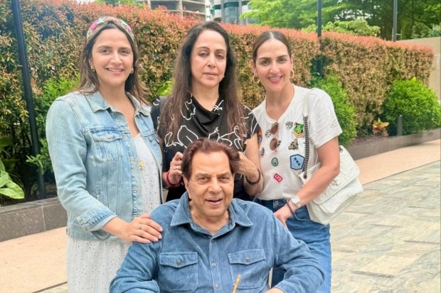 The Deols do casual just as well as formals. The lovely family can be seen here, dressed down and relaxed in denim and cotton - a family that matches together, stays together. (Image source: Hema Malini/X)