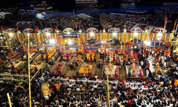  The air echoed with bells, Ganga aarti chants and conch shells. (Photo source: PTI)
