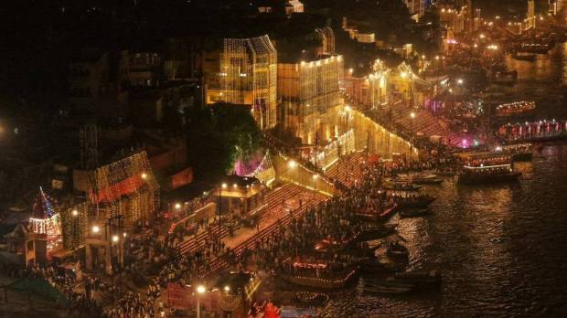 PM Modi shared pictures of spectacular Dev Deepavali in Kashi on X. (Photo source: X@@narendramodi)