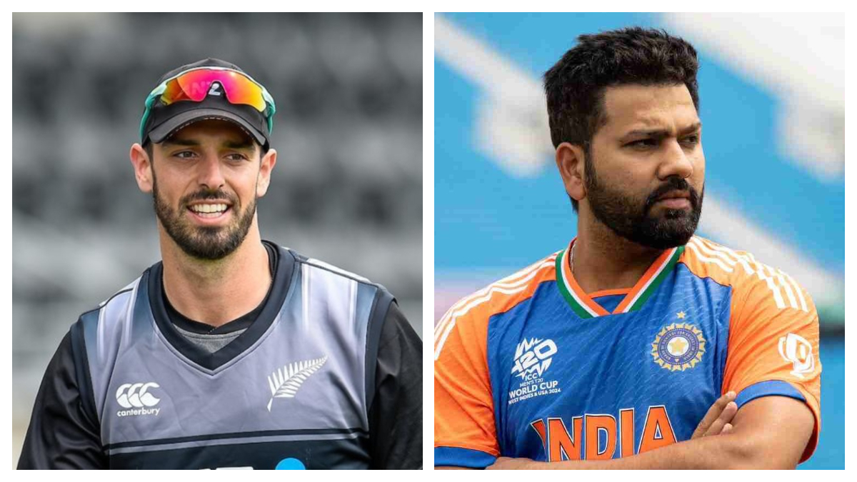 Daryl Mitchell (L) and Rohit Sharma (R) Daryl Mitchell (L) and Rohit Sharma (R)