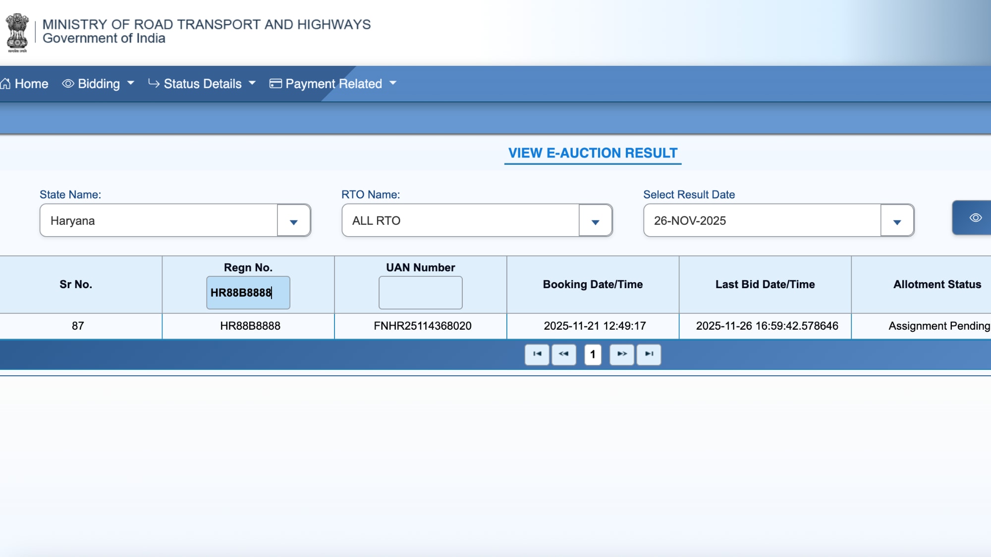 The bid for HR88B8888 number started at a base price of Rs 50,000 and had already reached Rs 88 lakh by noon. By 5 pm, it had touched the record-breaking amount of Rs 1.17 crore.