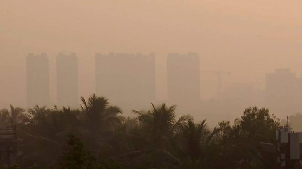 A thick layer of smog blankets Bandra area as the Air Quality Index (AQI) deteriorates, in Mumbai on Tuesday. (Photo source: ANI video grab)