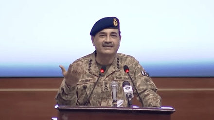 Pakistan Army chief Asim Munir addresses National Security Workshop participants at GHQ, Rawalpindi.