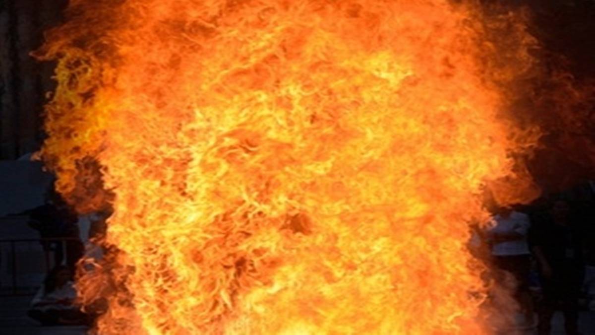 RTC bus catches fire in Andhra RTC bus catches fire in Andhra