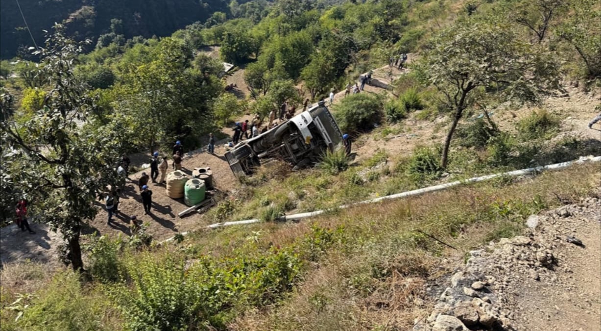Uttarakhand Bus Fall: At least five killed, many injured as vehicle plummets nearly 70 metres into gorge (Photo: ANI)