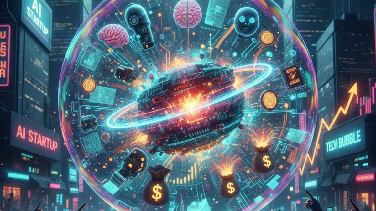 In this tech stock dip, after stellar earnings signals AI bubble risk: A Dot-Com Parallel. (This is an AI generated image)