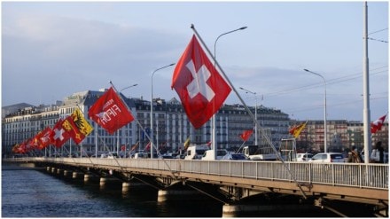A Swiss flag is pictured on the Mont-Blanc bridge (Image source: Reuters)