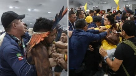 Protesters Storm COP30 Venue as Security Guards Use Tables to Block Entrance