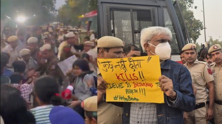 Delhi pollution protest: Hundreds gather at India Gate to protest inaction over toxic city air, several detained Delhi pollution protest: Hundreds gather at India Gate to protest inaction over toxic city air, several detained