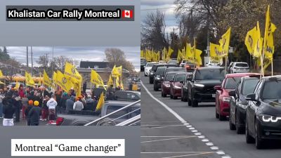 Over 500 cars with Khalistan flags join referendum drive in Montreal – Watch