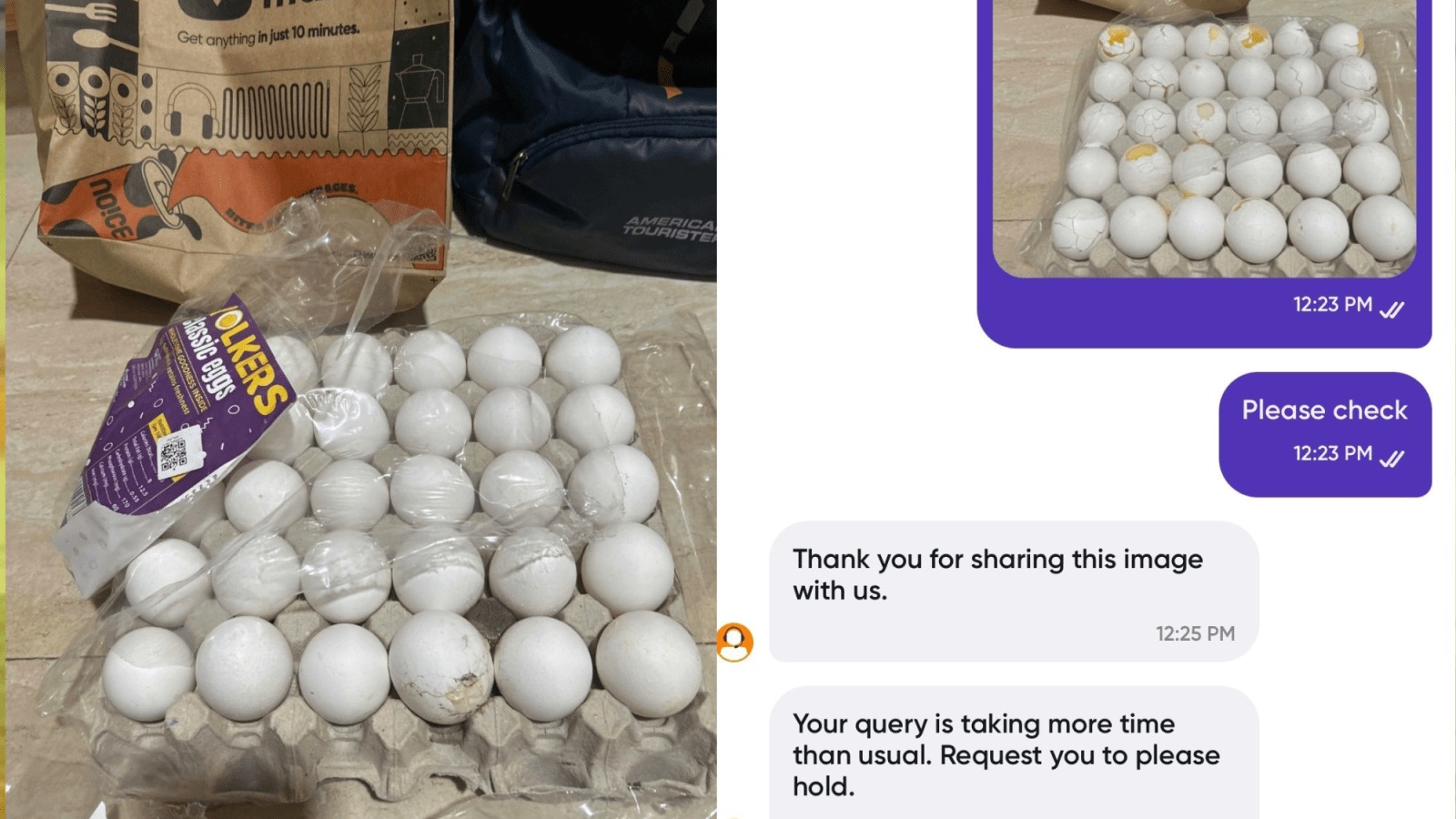 The Swiggy Instamart customer, instead of asking for a refund for just one egg, turned to Google’s Nano Banana for help - asking it to “apply more cracks”. The Swiggy Instamart customer, instead of asking for a refund for just one egg, turned to Google’s Nano Banana for help - asking it to “apply more cracks”.