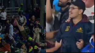 A fan celebrates after taking a stunning one-handed catch off Ryan Rickelton’s six during the SA20 opener, earning a ₹1.07 crore prize at Newlands. (Photo Source: X/@SA20)