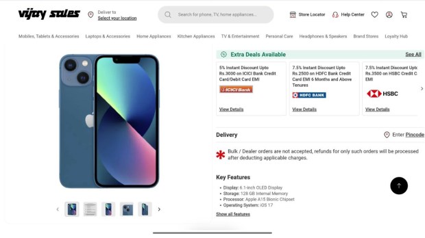 Vijay Sales Year End Sale goes live: Apple iPhone 13 gets new price cut