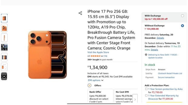 iPhone 17 Pro is available for Rs 85,500 on Amazon: Check exchange deal here