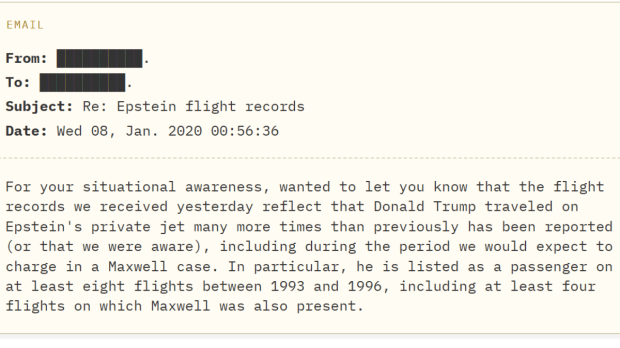 The latest release of Jeffrey Epstein investigation records has made some fresh images and documents available to the public, although it has added little in terms of major revelations. Among these files is an email from January 2020, in which a federal prosecutor in New York wrote that newly received flight records 