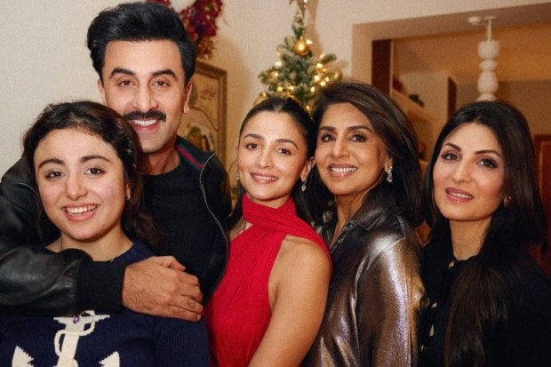 A family picture with million-dollar smiles as mom-in-law Neetu Kapoor shines bright. Celebrating joy, Christmas was cheery at the Kapoors this year. (Image: Instagram)