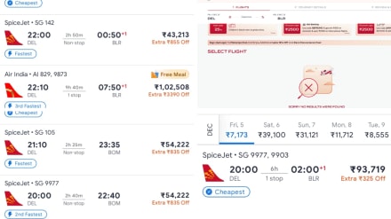 Passengers stranded at Delhi Airport as IndiGo cancels hundreds of flights, driving Air India, SpiceJet, and other airlines’ fares on Delhi-Bengaluru, Delhi-Mumbai, and Chennai-Delhi routes to unprecedented highs.