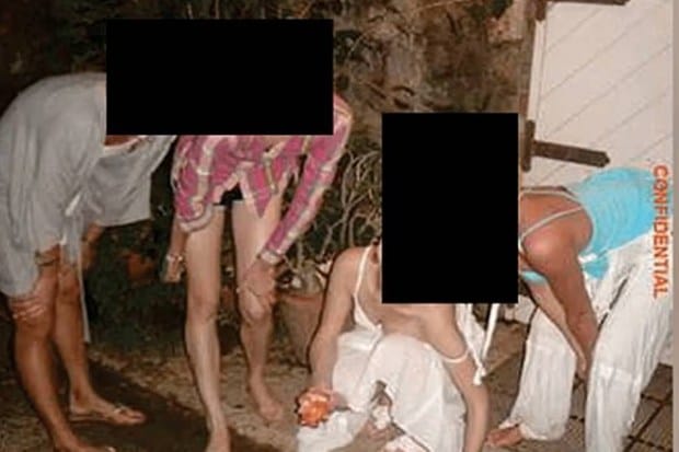 &nbsp;Four girls are pictured outdoors in what appears to be pyjamas outside a state. (Photo source: DOJ).