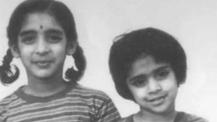 Jayshree Ullal with her sister when they were kids