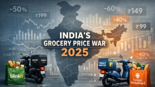 Jefferies grocery price war India 2025 Blinkit Amazon Now Flipkart