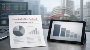 Illustration showing PPFAS Flexicap Fund’s Rs 1.3 lakh crore portfolio breakdown with HDFC Bank as its largest 8% holding, symbolizing the fund’s high-conviction strategy
