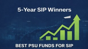 5-year SIP winners showing PSU mutual funds with a rising growth chart
