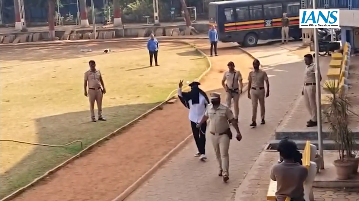 Face covered, hands tied - Gangster jailed over grandson's murder files nomination for Pune local body polls (IANS video screengrab)