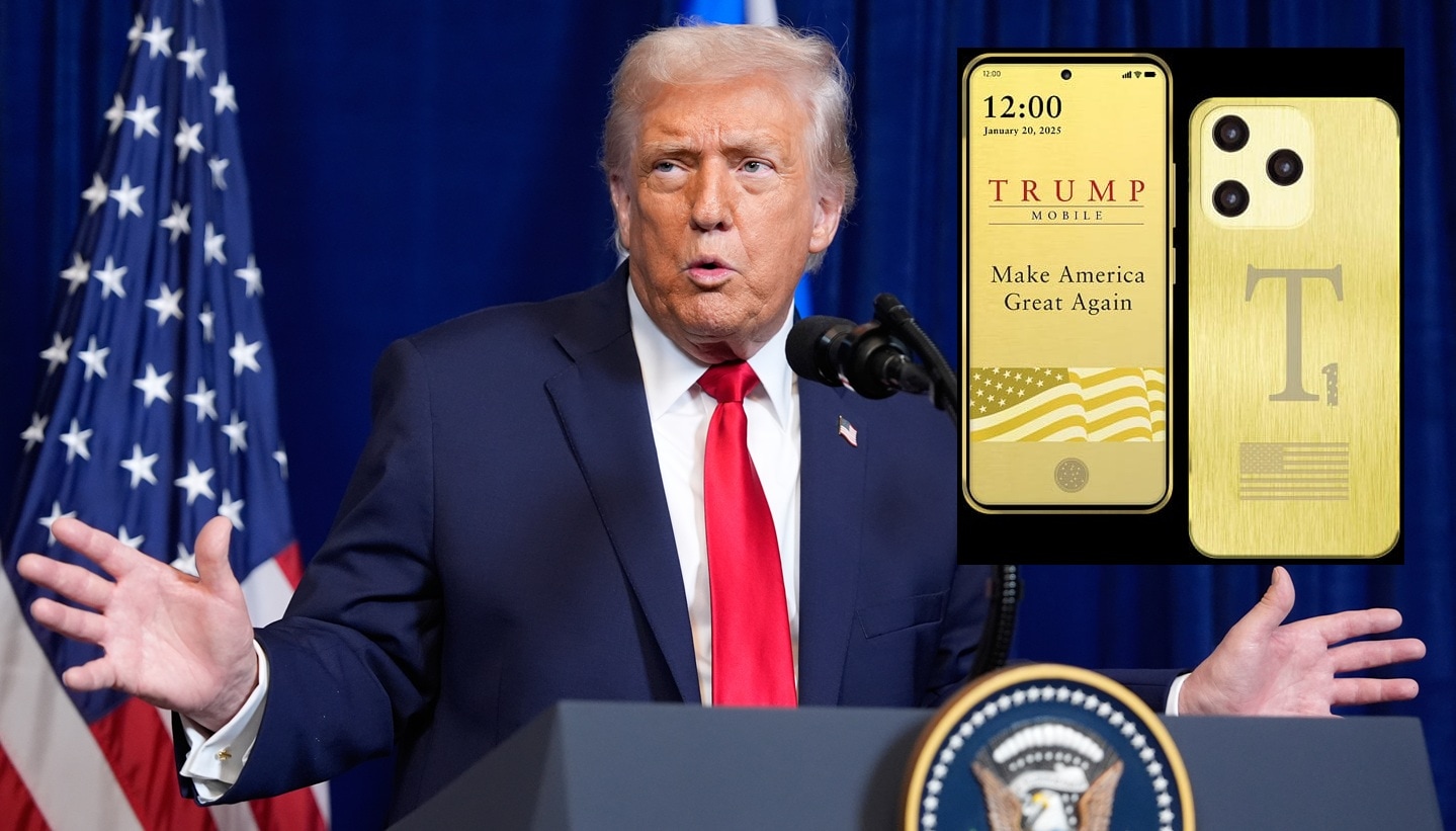 Why has Trump Mobile delayed gold-coloured smartphone launch yet again? (Photo: AP | inset via trumpmobile.com)