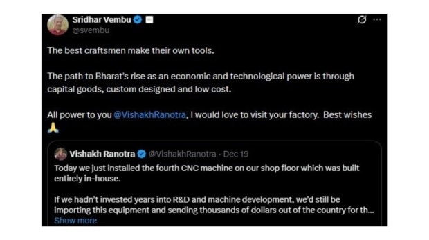 Zoho founder Sridhar Vembu says India can emerge as a tech power by building low-cost tools